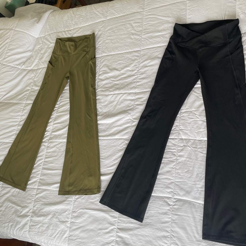 Black and Olive Flare Leggings